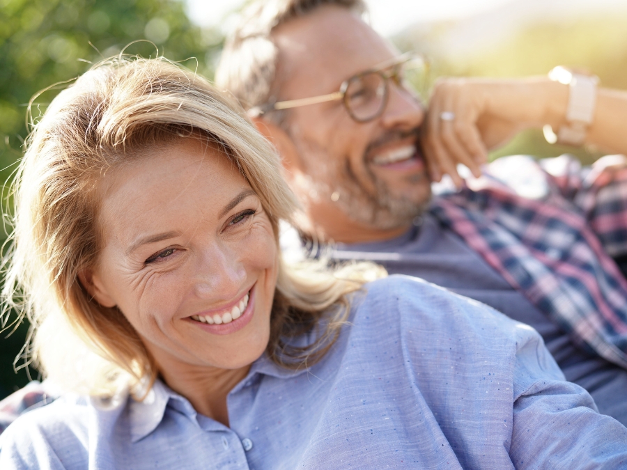 A middle-aged prosperous couple enjoys a happy moment, to illustrate that at CirclePoint Financial, you always have both partners in your corner.